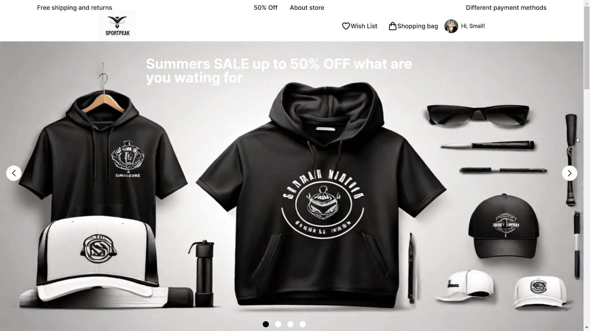Sport store screenshot